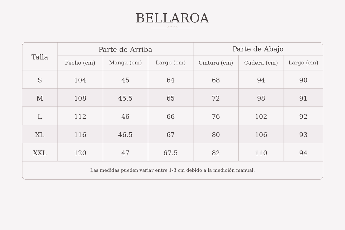 Guía de tallas ISABELA™ | FLIESSENDES SET, DAS IHRE SILHOUETTE BETONT